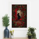 Ver imagem 2 de Quadro Gato Rosas Vermelhas - 60x48cm:moldura Preta