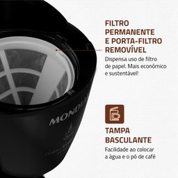 Cafeteira Elétrica Dolce Arome Mondial 550w Preto 127v - C-30-18x-fb - 5
