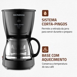 Cafeteira Elétrica Dolce Arome Mondial 550w Preto 127v - C-30-18x-fb - 3
