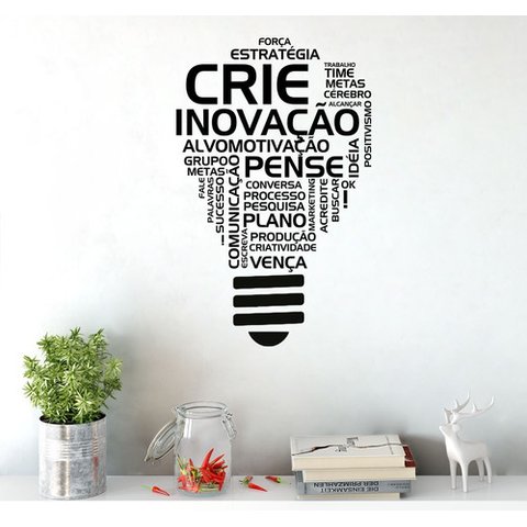 Adesivo de Parede Decorativo Frase Motivacional Lâmpada 120x80m