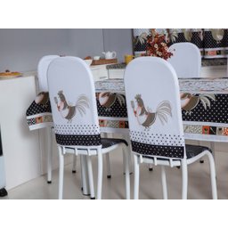 Kit 4 Capas Encosto de Cadeira de Ferro Tubular Cozinha e Jantar Malha Helanca com Elástico:galo Coz - 2