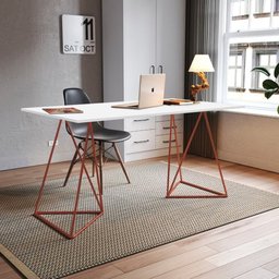 Escrivaninha Mesa Bela Vista Cobre e Tampo Branco - 1 Escrivaninha Mesa Bela Vista Cobre e Tampo Branco - 1