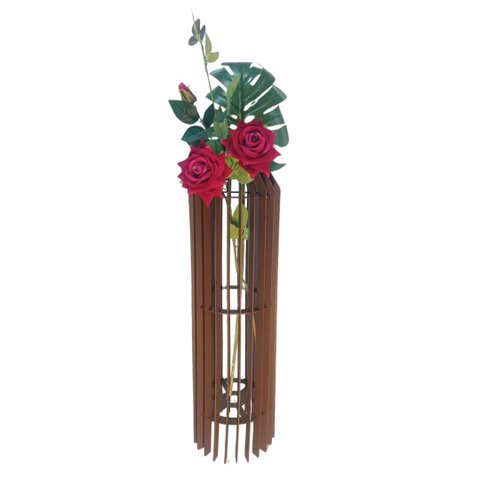 Vaso de Chão Decorativo Grande Mdf Penedo:marrom/60x20cm