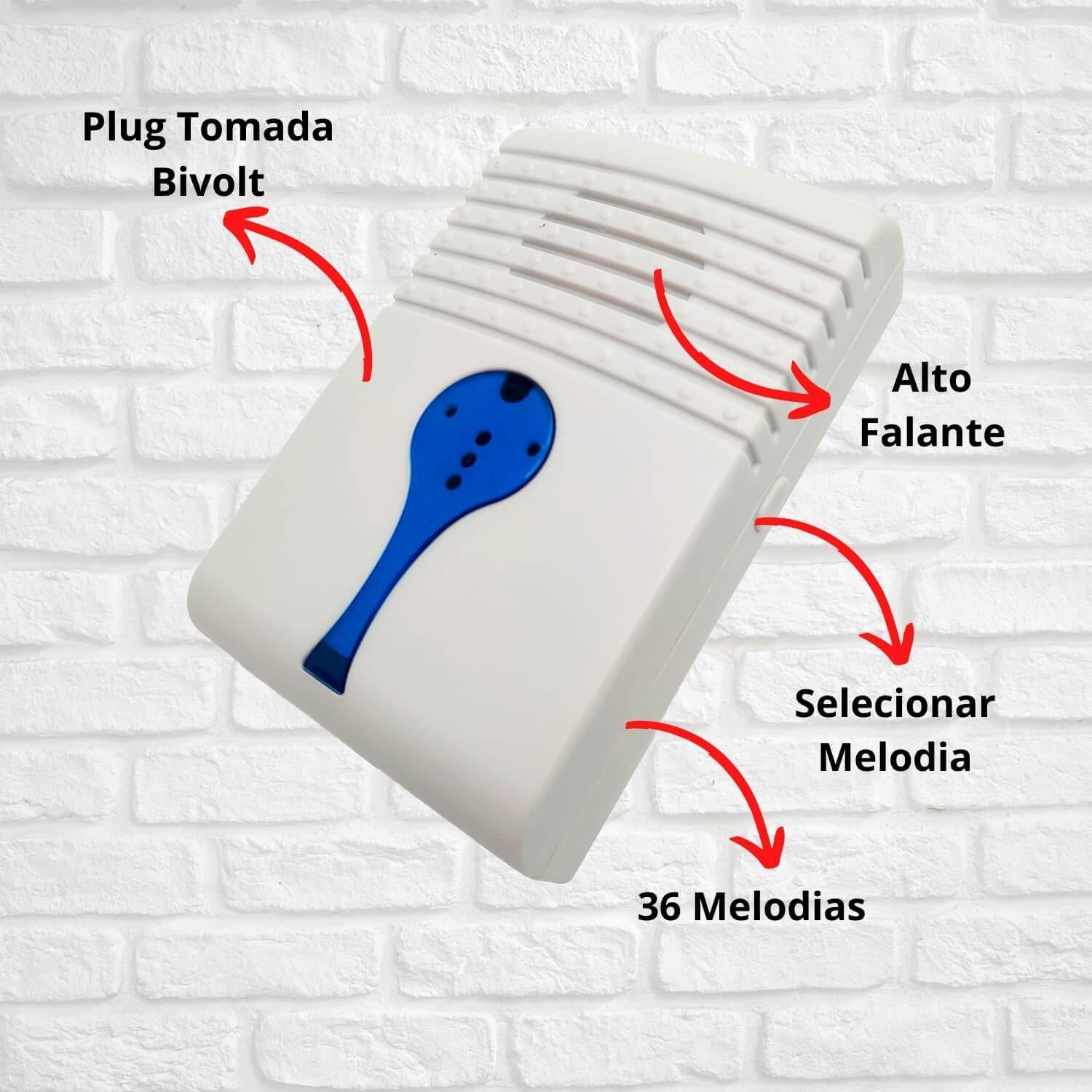 Campainha Sem Fio Cigarra Residencial Wifi Resistente Água