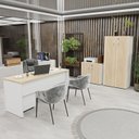 Ver imagem 4 de Conjunto Escritório Office Escrivaninha Armários Gaveteiro Netmobil - Dubai/branco