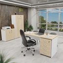 Ver imagem 1 de Conjunto Escritório Office Escrivaninha Armários Gaveteiro Netmobil - Dubai/branco