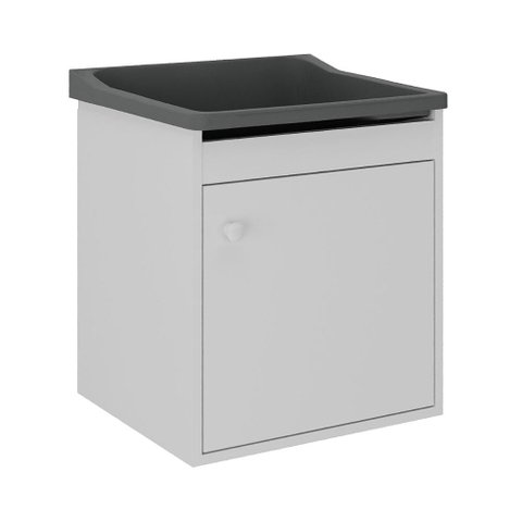 Tanque de Lavanderia 22 Lts + Gabinete Mdf Suspenso + Sifão Cor:cinza