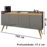 Aparador Cantinho Cafe 4 PT Pes Palito GO76 Cinza Mell MPRI - 4