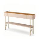 Ver imagem 5 de Buffet Aparador Vivaz Contemporaneo MDF 160cm Carvalho Off White Pes Metal Dourados