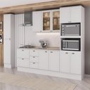 Ver imagem 1 de Cozinha Milla 11 Portas 5 Gavetas MDF 340cm Branca Móveis Carraro