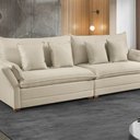 Ver imagem 1 de Sofá Fixo 6 Lugares M-198 2,90m Molas Bonnel Almofadas Soltas Linho Estofados Martins