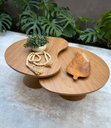 Ver imagem 1 de Kit 2 Mesas de Centro para Sala Design Orgânica Gaia com Metal Dourado e MDF Louro Freijó
