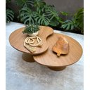 Ver imagem 1 de Kit 2 Mesas de Centro para Sala Design Orgânica Gaia com Metal Dourado e Mdf Louro Freijó