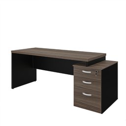 Mesa de Escritório Pedestal 3 Gavetas 1.90x70 Tpo 40mm Netmobil - Nogal - 6 Mesa de Escritório Pedestal 3 Gavetas 1.90x70 Tpo 40mm Netmobil - Nogal - 6