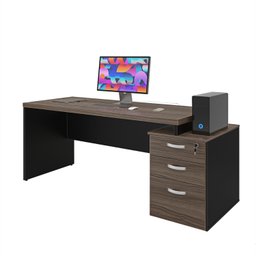 Mesa de Escritório Pedestal 3 Gavetas 1.90x70 Tpo 40mm Netmobil - Nogal - 5