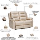 Ver imagem 5 de Kit Poltronas Cinema 2 e 3 Lugares Reclinável Elétrica com Massagem Montelli L07 Couríssimo Bege
