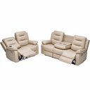 Ver mais imagens de Kit Poltronas Cinema 2 e 3 Lugares Reclinável Elétrica com Massagem Montelli L07 Couríssimo Bege