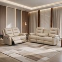 Ver imagem 1 de Kit Poltronas Cinema 2 e 3 Lugares Reclinável Elétrica com Massagem Montelli L07 Couríssimo Bege