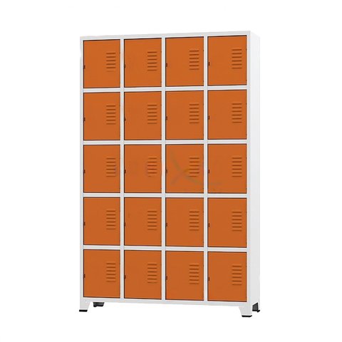 Armário Roupeiro De Aço Para Vestiário 20 Portas Locker Laranja