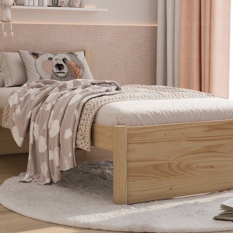 Cama Solteiro em Madeira Maciça 198x78,7cm Unique Yescasa Marrom/Pine