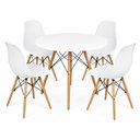 Ver imagem 1 de Conjunto Mesa Eiffel 4 Lugares Tampo em MDF Cadeiras Polipropileno Branco 80cm Decoreshop