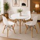 Ver imagem 5 de Conjunto Mesa Eiffel 4 Lugares Tampo em MDF Cadeiras Polipropileno Branco 80cm Decoreshop
