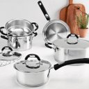 Ver imagem 2 de Conjunto de Panelas Tramontina Duo Silicone Aço Inox com Fundo Triplo Cabos Alças Silicone 5pçs