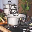 Ver imagem 3 de Conjunto de Panelas Tramontina Duo Silicone Aço Inox com Fundo Triplo Cabos Alças Silicone 5pçs