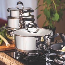 Conjunto de Panelas Tramontina Duo Silicone Aço Inox com Fundo Triplo Cabos Alças Silicone 5pçs - 3