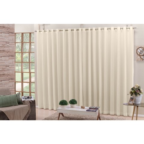 cortina sala quarto em tecido microfibra palha 4,00x2,80
