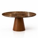 Ver imagem 1 de Mesa de Jantar Cone Redondo 90 cm Tampo Mármore Marrom Imperial Base Nogueira