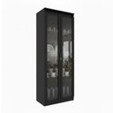 Ver imagem 1 de Cristaleira 2 Portas com Vidro Cr6004 Preto - Tecno Mobili