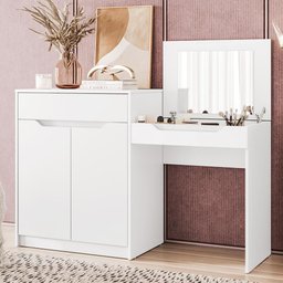 Escrivaninha Penteadeira Trend com 2 Portas e 1 Gaveta Branco Fosco - 3