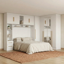 Ver imagem 1 de Guarda Roupa Modulado 3 Peças 9 Portas 5 Gavetas com Espelho e Cabeceira 100% MDF Smart Branco