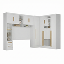 Ver imagem 2 de Guarda Roupa Modulado 3 Peças 9 Portas 5 Gavetas com Espelho e Cabeceira 100% MDF Smart Branco