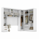 Ver imagem 5 de Guarda Roupa Modulado 3 Peças 9 Portas 5 Gavetas com Espelho e Cabeceira 100% MDF Smart Branco