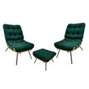 Ver imagem 1 de Kit 02 Poltronas e 01 Puff Costela Suede Verde Militar