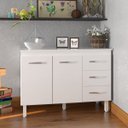 Ver imagem 3 de Balcão Gabinete para Pia 118 Cm Cozinha Bruna Branco com Tampo Tampão 120 Cm Branco