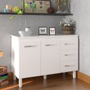 Ver imagem 2 de Balcão Gabinete para Pia 118 Cm Cozinha Bruna Branco com Tampo Tampão 120 Cm Branco