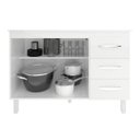 Ver imagem 5 de Balcão Gabinete para Pia 118 Cm Cozinha Bruna Branco com Tampo Tampão 120 Cm Branco