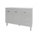 Ver imagem 4 de Balcão Gabinete para Pia 118 Cm Cozinha Bruna Branco com Tampo Tampão 120 Cm Branco