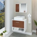 Ver imagem 2 de Gabinete Banheiro Malibu 50 Cm Armário com Cuba e Espelheira:natura