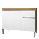 Ver imagem 1 de Balcão Pia Tatiane 118cm 3 Portas Amêndoa/branco sem Tampo - Ajl Móveis