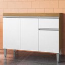 Ver imagem 2 de Balcão Pia Tatiane 118cm 3 Portas Amêndoa/branco sem Tampo - Ajl Móveis