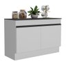Balcão Cozinha Gabinete Pia 120cm 2 Portas com Rodapé Veneza Multimóveis Mp2239 Branco/preto - 1