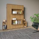 Ver imagem 2 de Cama Casal Articulada com Estante e Mesas de Cabeceira Amêndoa Tecno Mobili