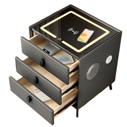 Mesa de Cabeceira Criado Inteligente Cinza 3 Gavetas Luminária Abajur Led Luz Iluminação Ambiente - 5