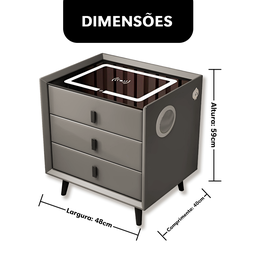 Mesa de Cabeceira Criado Inteligente Cinza 3 Gavetas Luminária Abajur Led Luz Iluminação Ambiente - 7