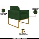 Ver imagem 7 de Conjunto Namoradeira e Poltrona Decorativa Isabella Base Industrial Suede Verde/Dourado - Gran Belo