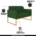 Ver imagem 6 de Conjunto Namoradeira e Poltrona Decorativa Isabella Base Industrial Suede Verde/Dourado - Gran Belo